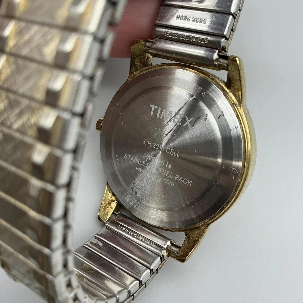 Timex Easy Reader Indiglo Mens Watch 35mml Gold Tone Day Date New Battery